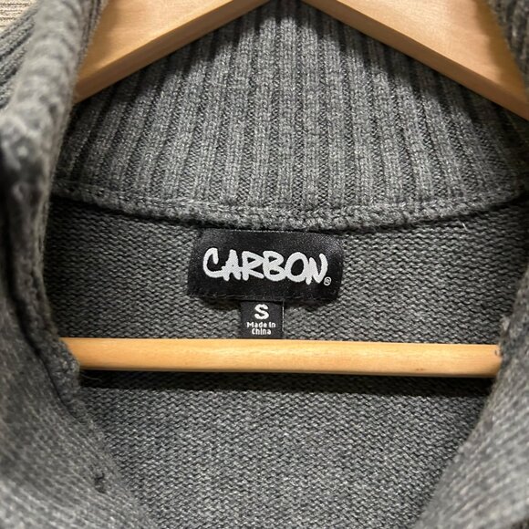 Carbon Gray Black Pattern 1/4 button Long Sleeve Knit Sweater Size S - Picture 4 of 5